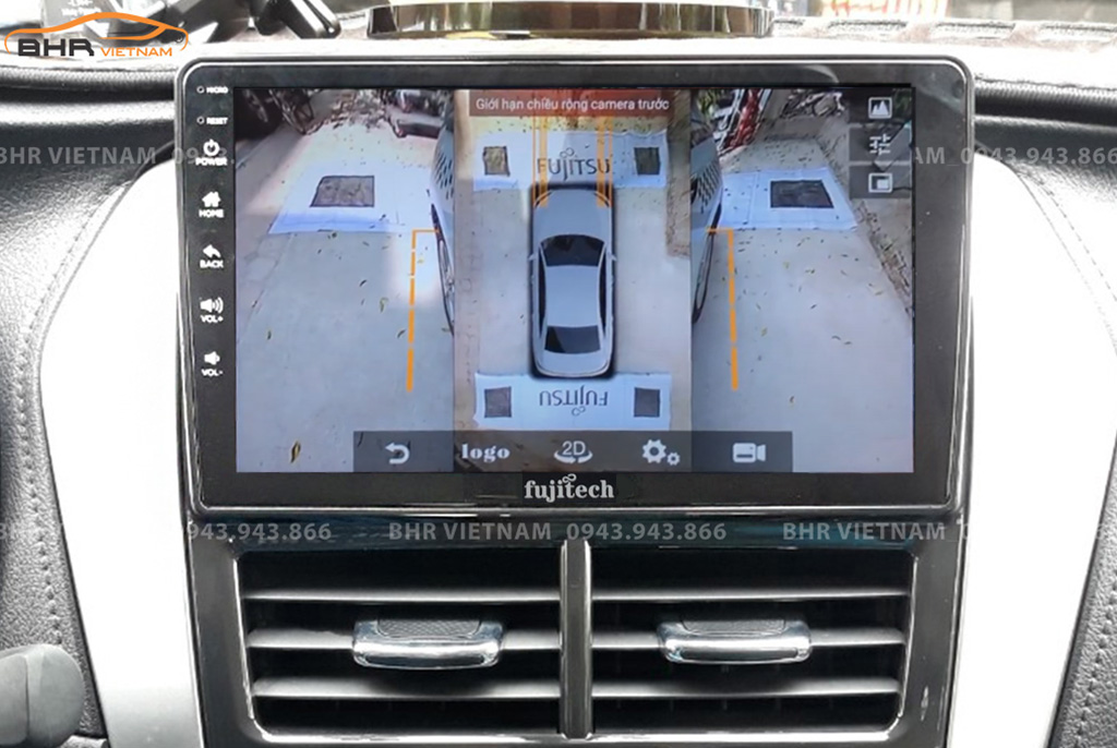Hình ảnh quan sát 2 bên gương trên màn hình DVD Fujitech 360 Toyota Vios 2019 - nay