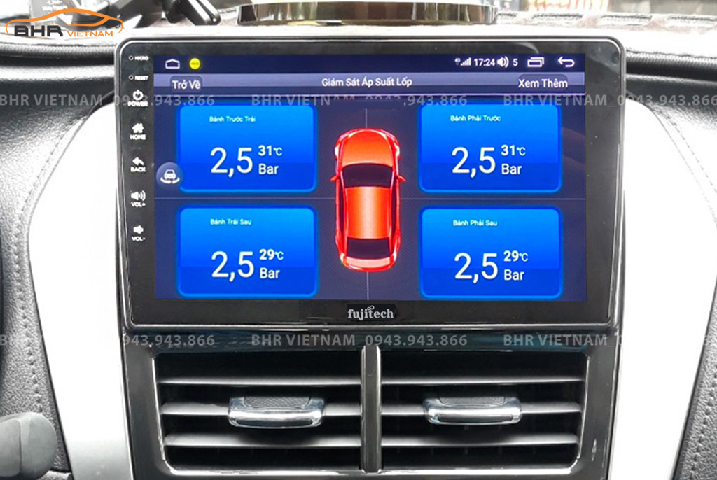 Hình ảnh quan sát cảm biến áp suất lốp Fujitech 360 Toyota Yaris 2019 - nay