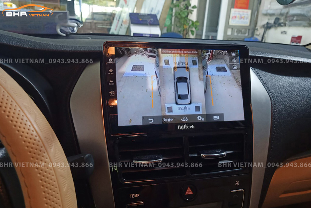Hình ảnh quan sát 2 bên gương trên màn hình DVD Fujitech 360 Toyota Yaris 2019 - nay