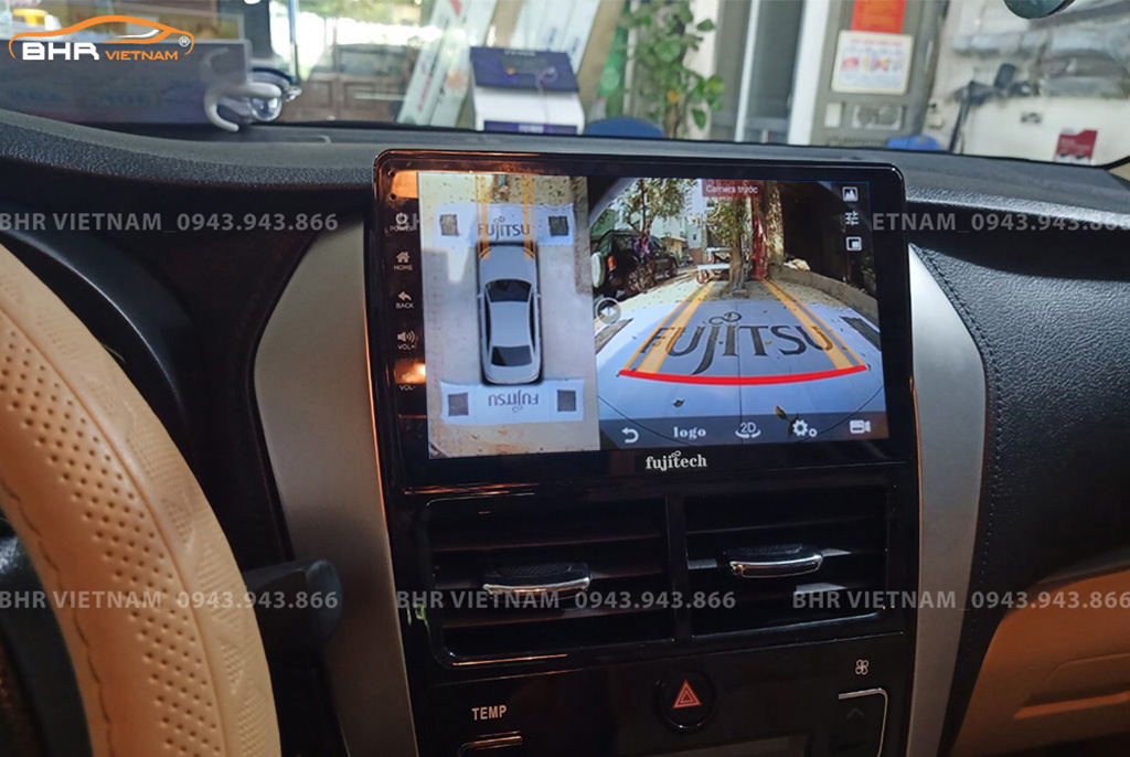 Hình ảnh quan sát camera trước màn hình DVD Fujitech 360 Toyota Yaris 2019 - nay