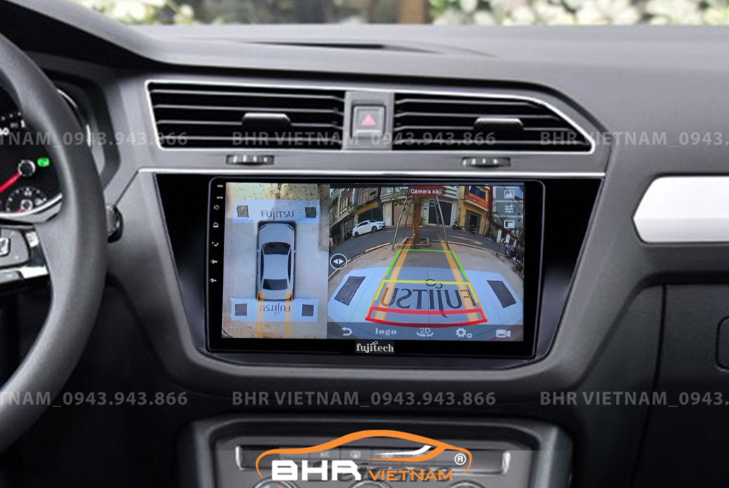 Hình ảnh quan sát từ camera sau trên màn hình DVD Fujitech 360 Volkswagen Tiguan 2019 - nay