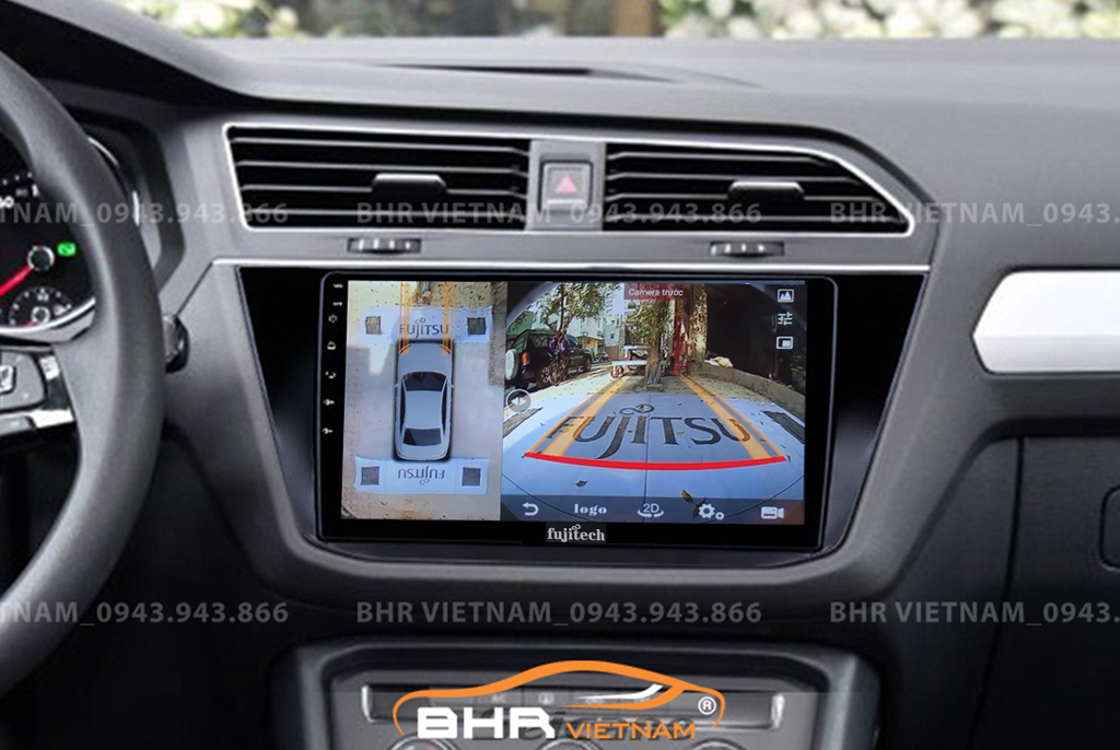 Hình ảnh quan sát camera trước màn hình DVD Fujitech 360 Volkswagen Tiguan 2019 - nay