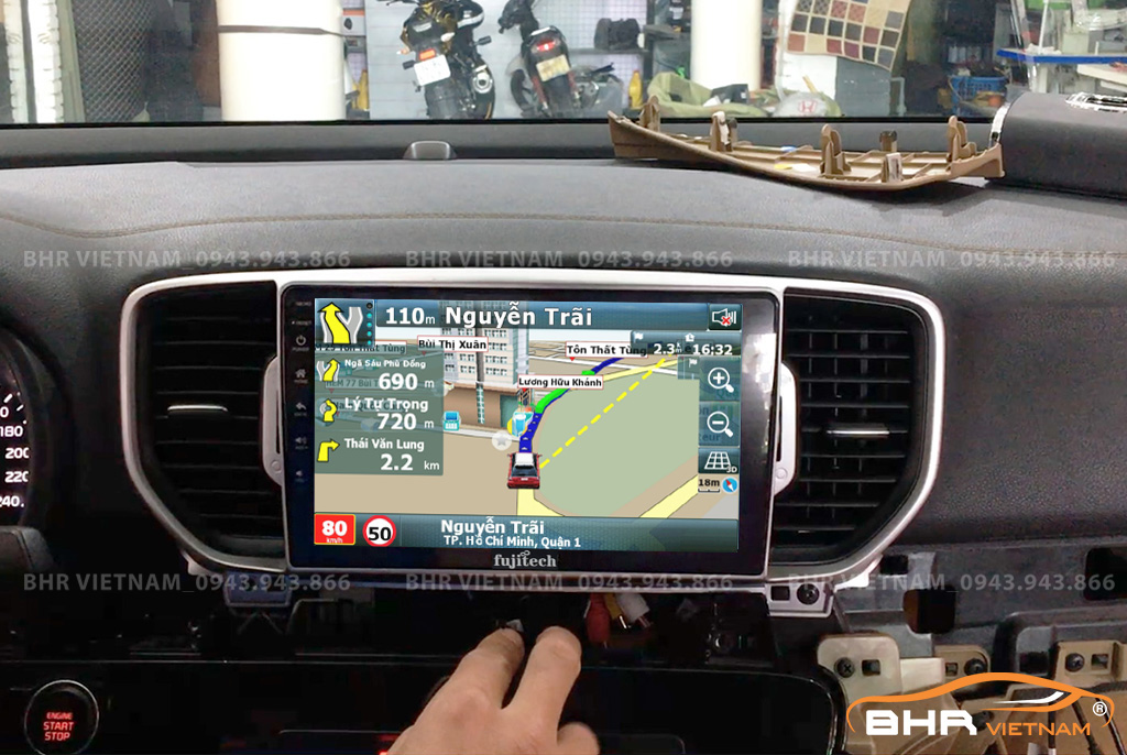 Bản đồ chỉ đường Vietmap, Navitel, Googlemap trên màn hình DVD Android Fujitech Kia Sportage 2016 - nay