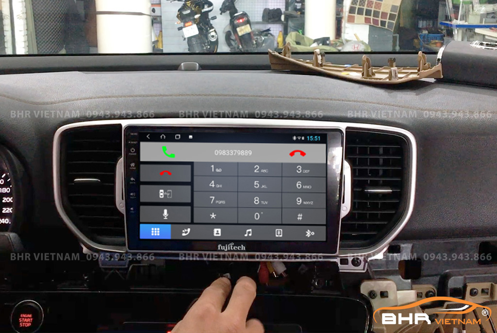 Kết nối điện thoại trên màn hình DVD Android Fujitech Kia Sportage 2016 - nay