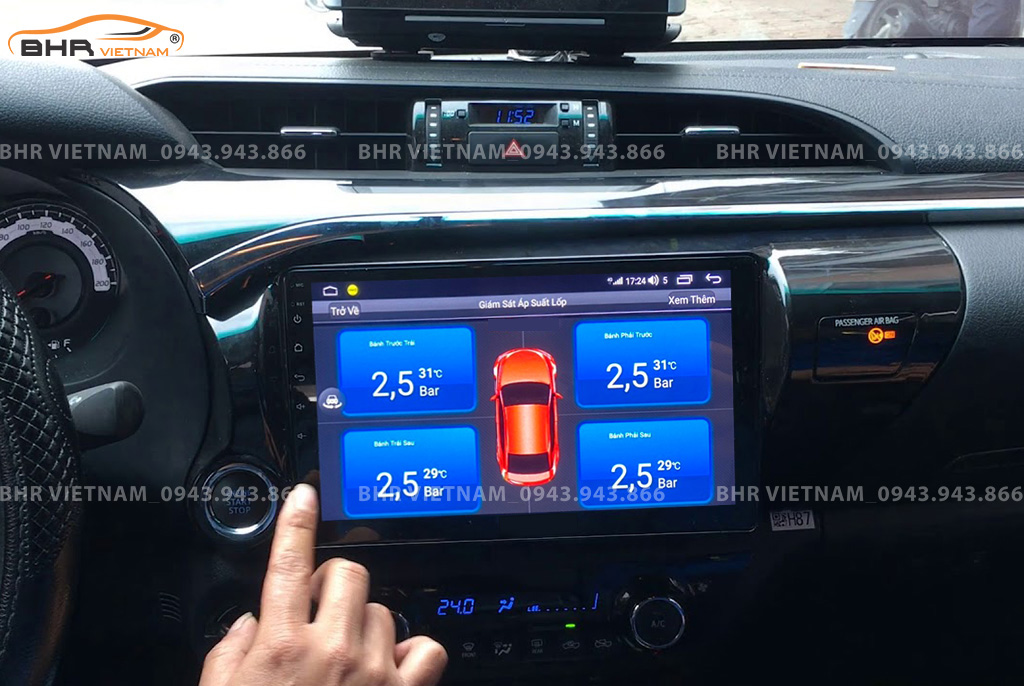 Màn hình DVD Fujitech Toyota Hilux 2016 - nay tích hợp cảm biến áp suất lốp