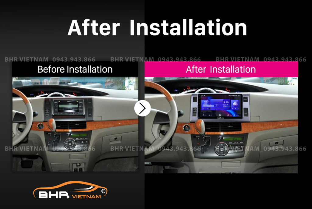 Hình ảnh trước và sau khi lắp Màn hình Android Fujitech Toyota Previa 2006 - 2019
