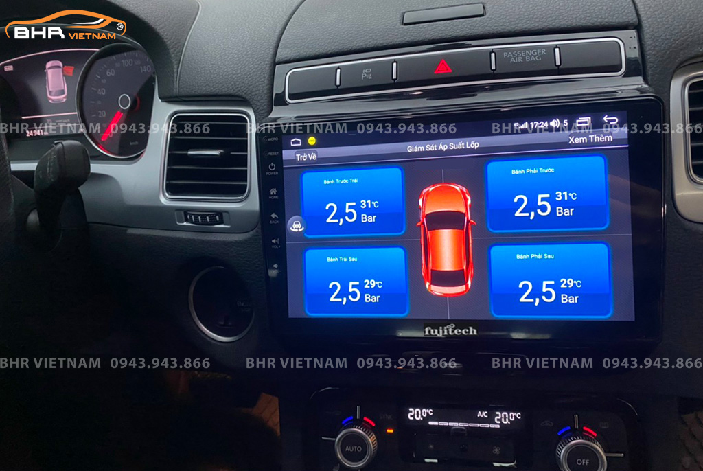 Màn hình DVD Fujitech Volkswagen Touareg 2011 - 2017 tích hợp cảm biến áp suất lốp