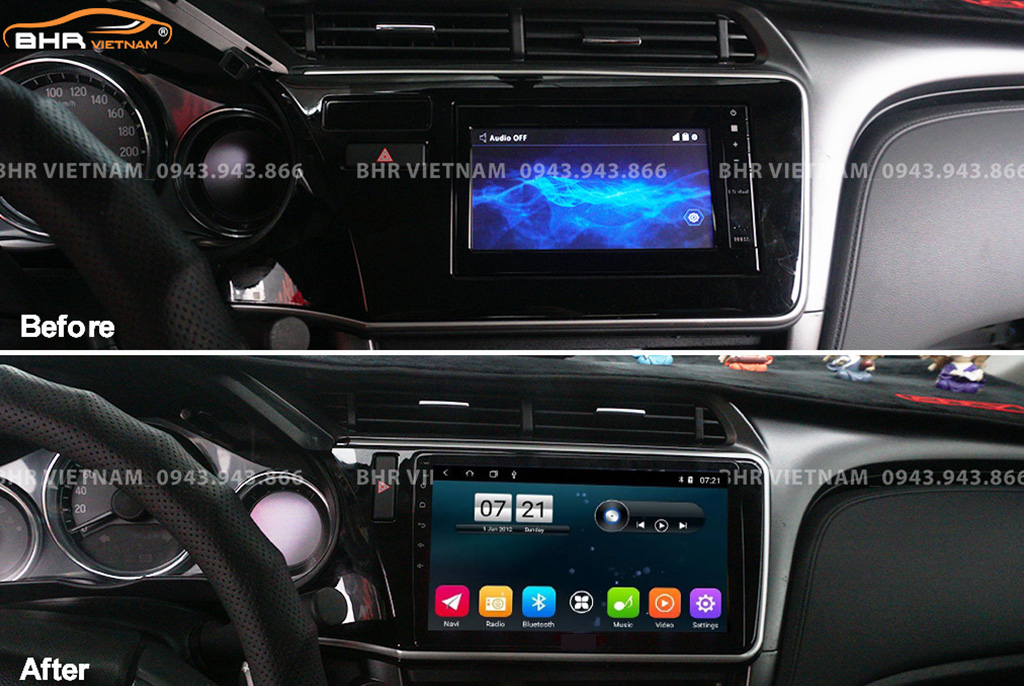 Hình ảnh trước và sau khi lắp Màn hình Android Vitech Honda City 2018 - 2020