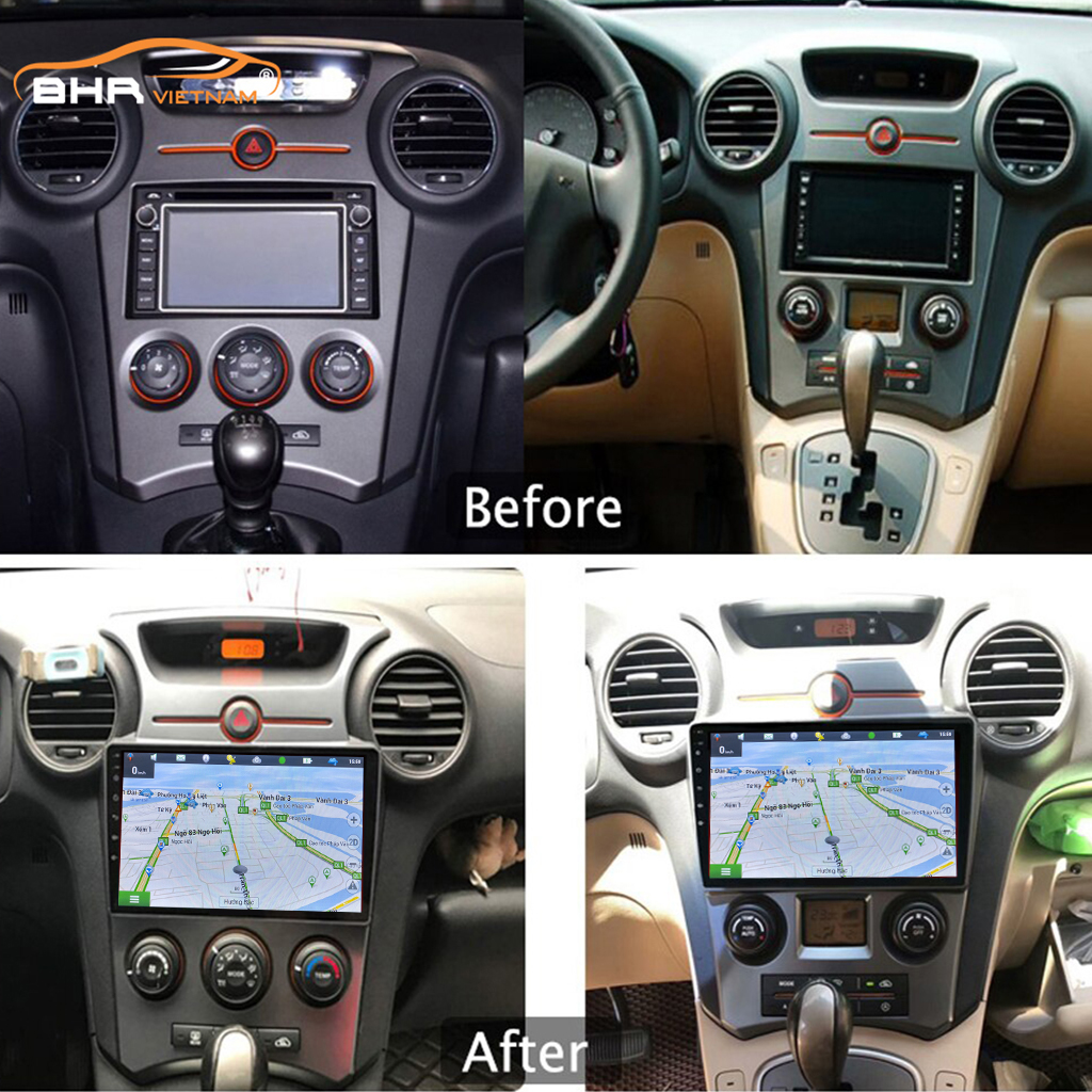Hình ảnh trước và sau khi lắp Màn hình Android Vitech Kia Carens 2006 - 2016