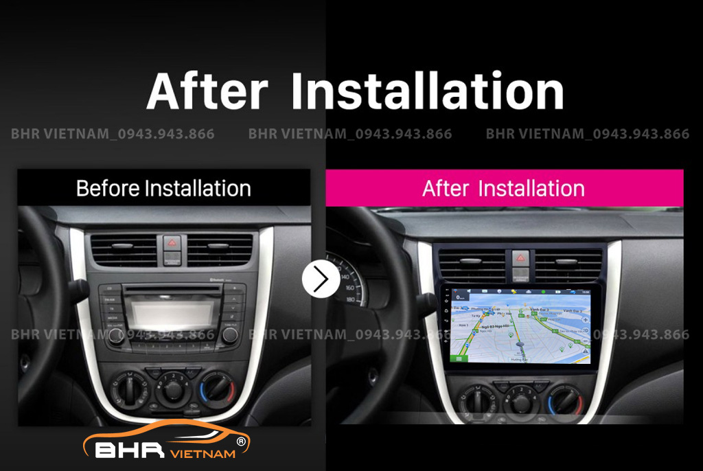 Hình ảnh trước và sau khi lắp Màn hình Android Vitech Suzuki Celerio 2020 - nay