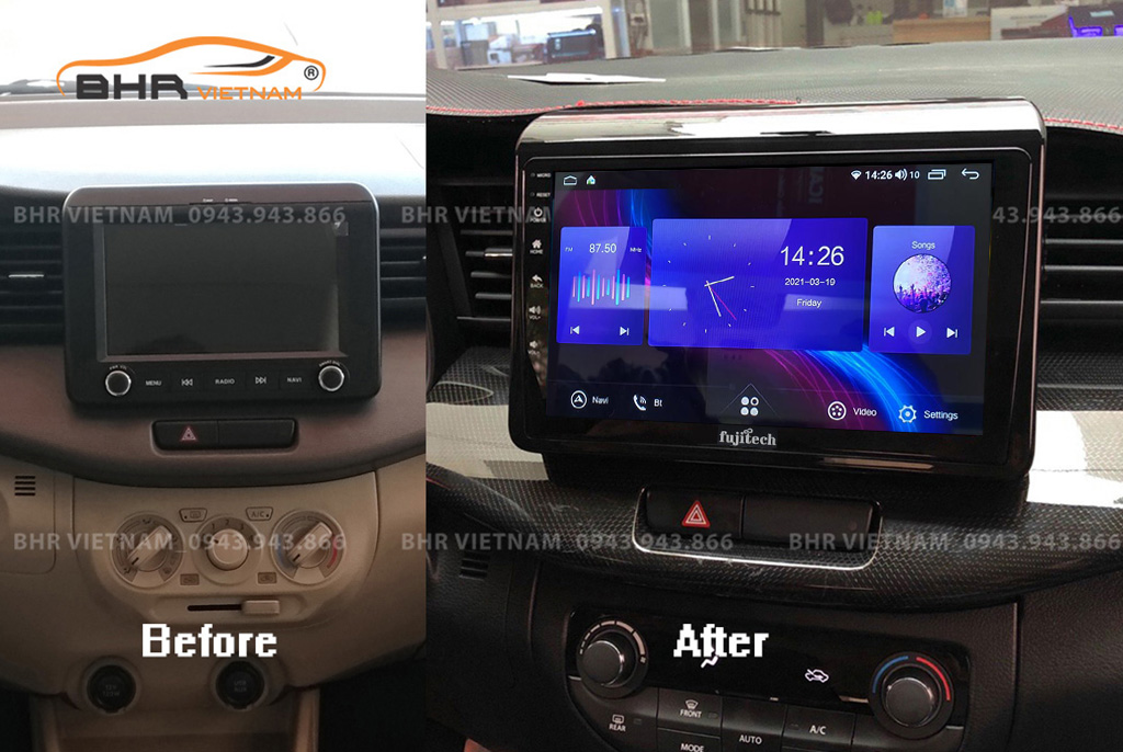 Hình ảnh trước và sau khi lắp Màn hình Android Vitech Suzuki XL7 2019 - nay