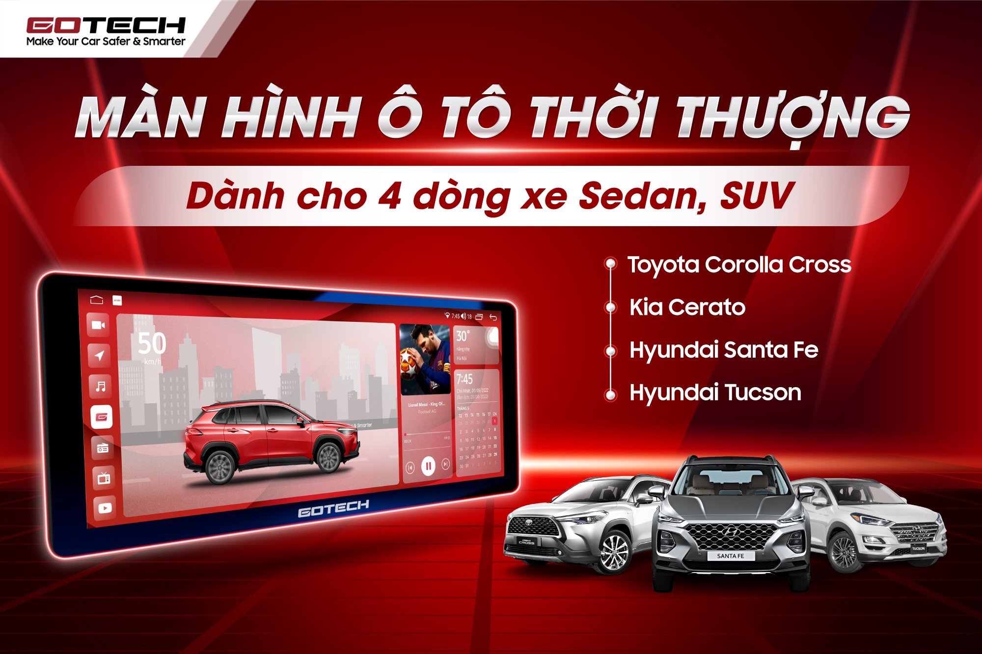 Màn hình Gotech GT Evo dành riêng Corolla Cross, Kia Cerato, Hyundai SantaFe, Hyundai Tucson