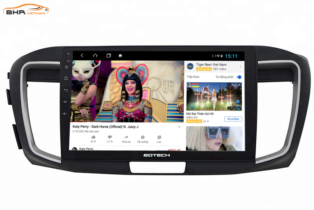 Giải trí Youtube, xem phim sống động trên màn hình Gotech GT10 Pro Honda Accord 2020-nay