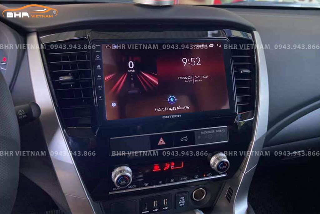 Điều khiển bằng giọng nói thông minh màn hình Gotech GT10 Pro Mitsubishi Pajero Sport 2018 - nay