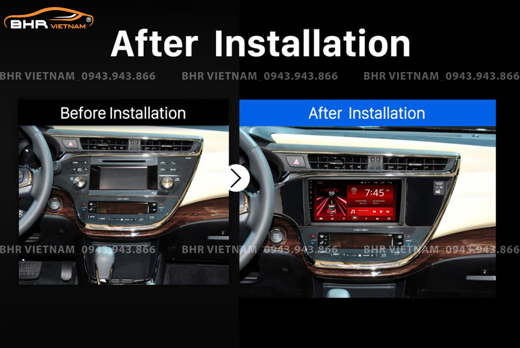 Hình ảnh trước và sau khi lắp màn hình DVD Gotech GT10 Pro Toyota Avalon 2013 - 2018