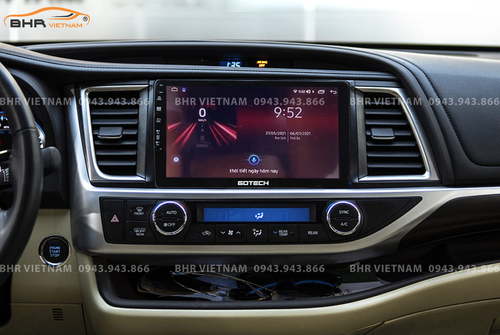Điều khiển bằng giọng nói trên màn hình Gotech GT10 Pro Toyota Highlander 2014 - 2019