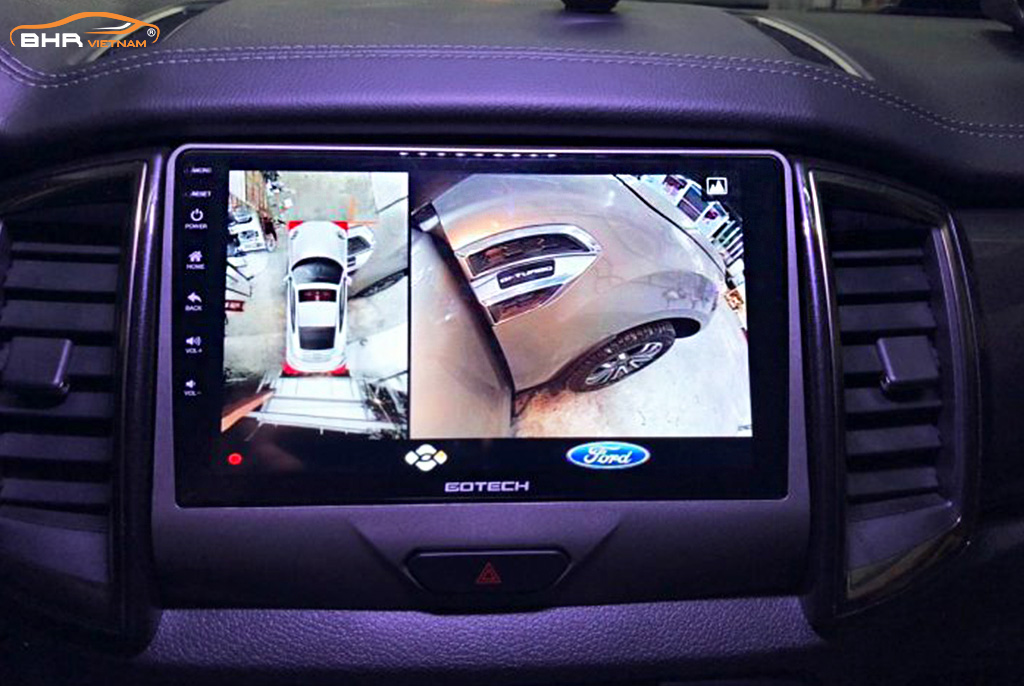 Quan sát toàn cảnh trên màn hình DVD liền camera 360 Gotech GT360 Ford Everest 2016-nay