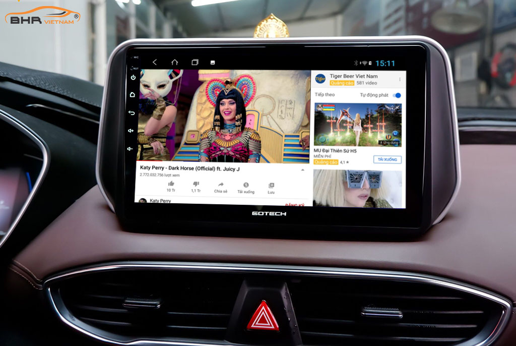 Gotech GT360 Hyundai Santafe 2019 - 2020 giải trí Youtube, xem phim sống động trên màn hình lớn