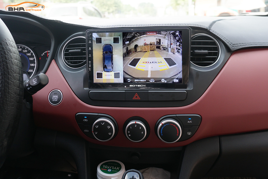 Quan sát toàn cảnh trên màn hình DVD liền camera 360 Gotech GT360 Hyundai i10 2014 - 2021