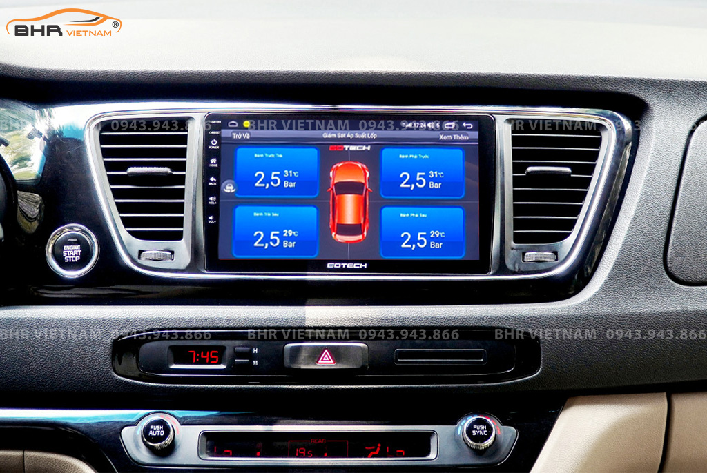 Gotech GT360 Kia Sedona 2015 - nay hiển thị cảm biến áp suất lốp