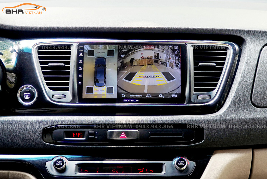 Quan sát toàn cảnh trên màn hình DVD liền camera 360 Gotech GT360 Kia Sedona 2015 - nay