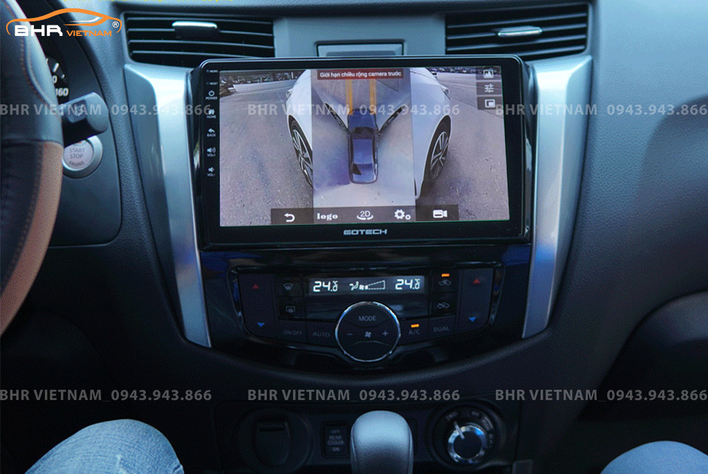 Hình ảnh quan sát 2 bên gương trên màn hình DVD Gotech GT360 Nissan Navara 2021 - nay