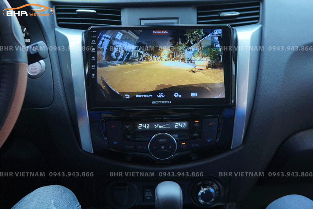 Hình ảnh quan sát camera trước màn hình DVD Gotech GT360 Nissan Navara 2021 - nay