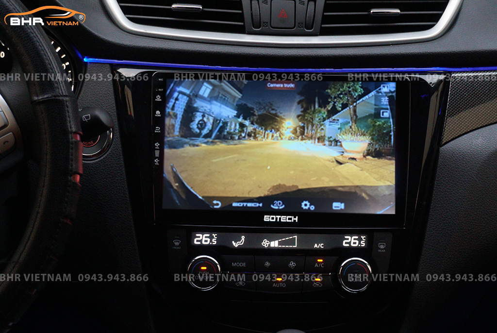 Hình ảnh quan sát camera trước màn hình DVD Gotech GT360 Nissan Xtrail 2017 - nay