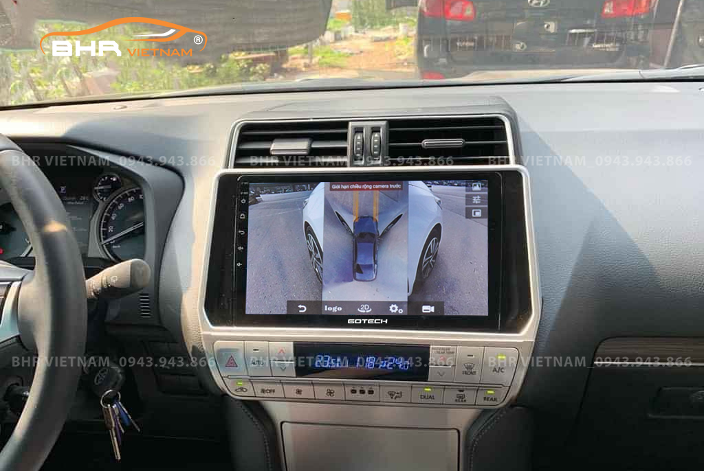 Hình ảnh quan sát 2 bên gương trên màn hình DVD Gotech GT360 Toyota Prado 2017 - nay