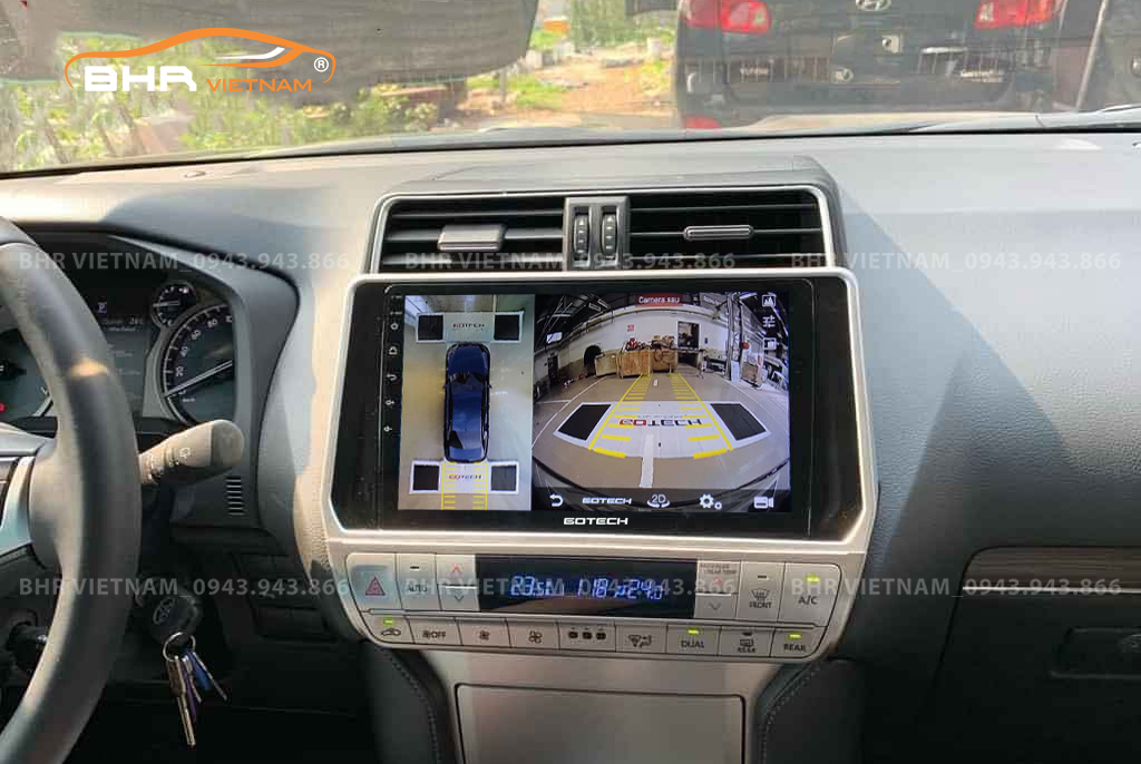 Quan sát toàn cảnh trên màn hình DVD liền camera 360 Gotech GT360 Toyota Prado 2017 - nay