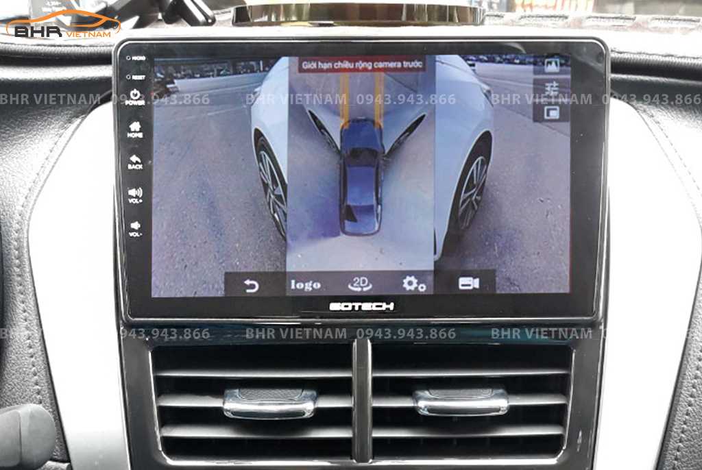 Hình ảnh quan sát 2 bên gương trên màn hình DVD Gotech GT360 Toyota Yaris 2019 - nay