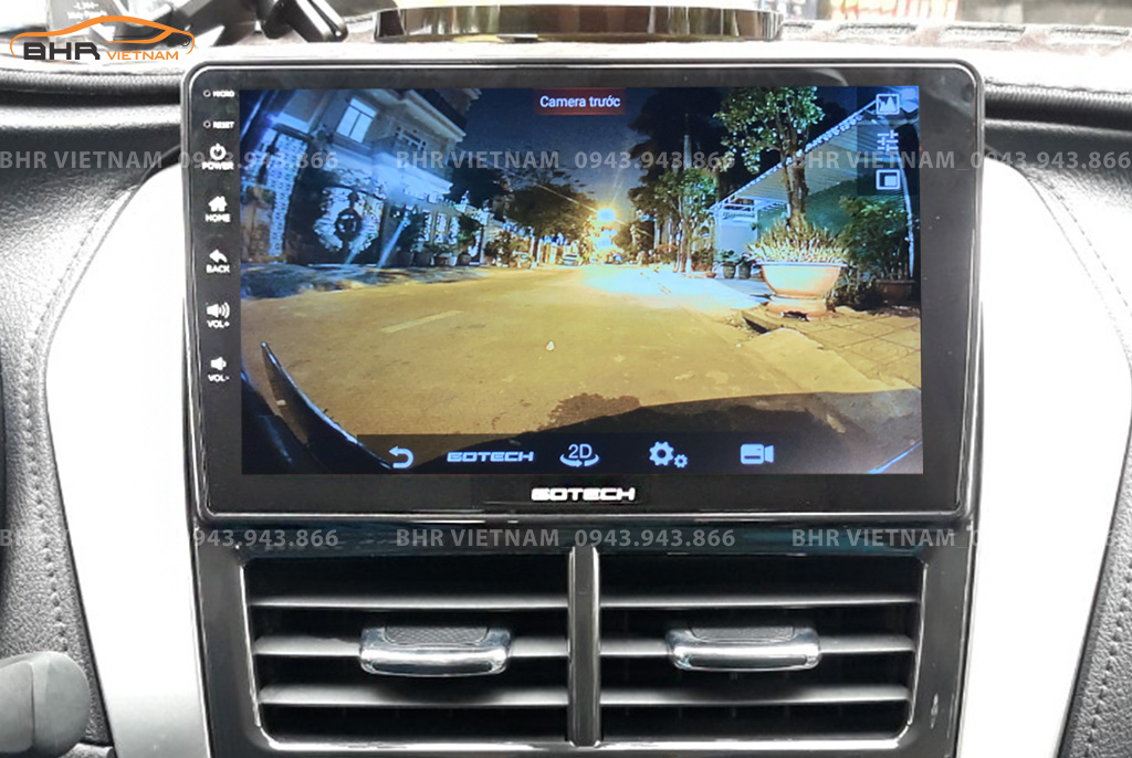 Hình ảnh quan sát camera trước màn hình DVD Gotech GT360 Toyota Yaris 2019 - nay