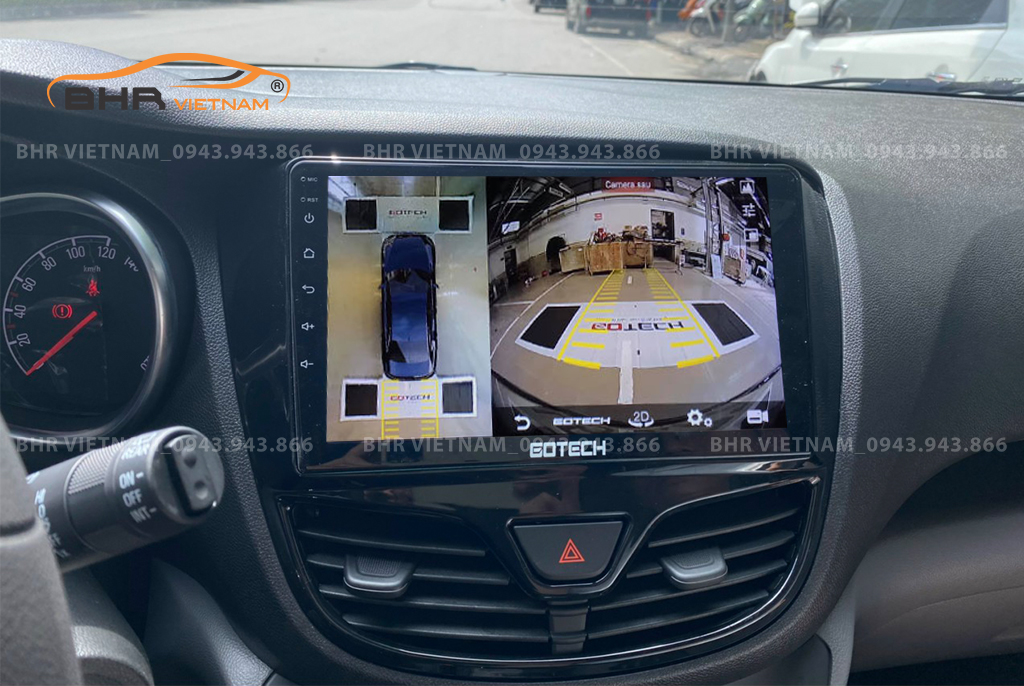 Quan sát toàn cảnh trên màn hình DVD liền camera 360 Gotech GT360 Vinfast Fadil 2019 - nay
