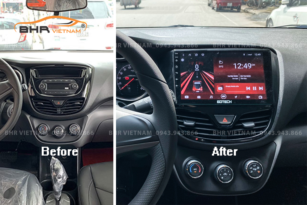 Hình ảnh trước và sau khi lắp màn hình Gotech GT360 Vinfast Fadil 2019 - nay