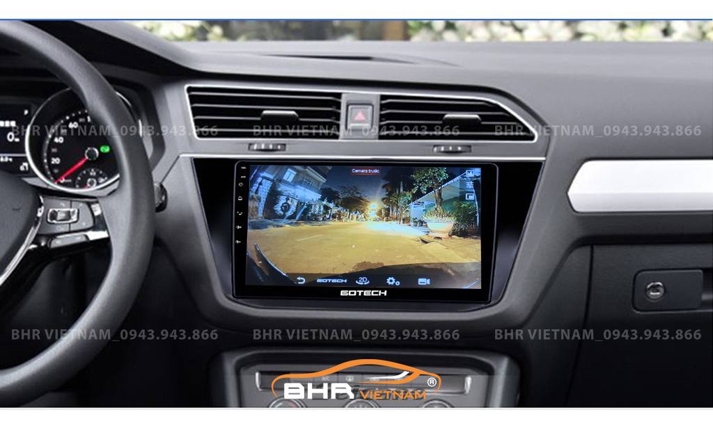Hình ảnh quan sát 2 bên gương trên màn hình DVD Gotech GT360 Volkswagen Tiguan 2017 - nay