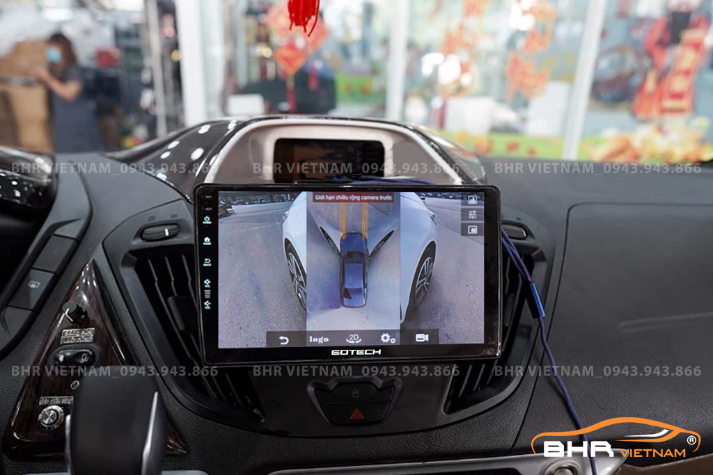 Hình ảnh quan sát 2 bên gương trên màn hình DVD Gotech GT360 Plus Ford Tourneo 2019 - nay