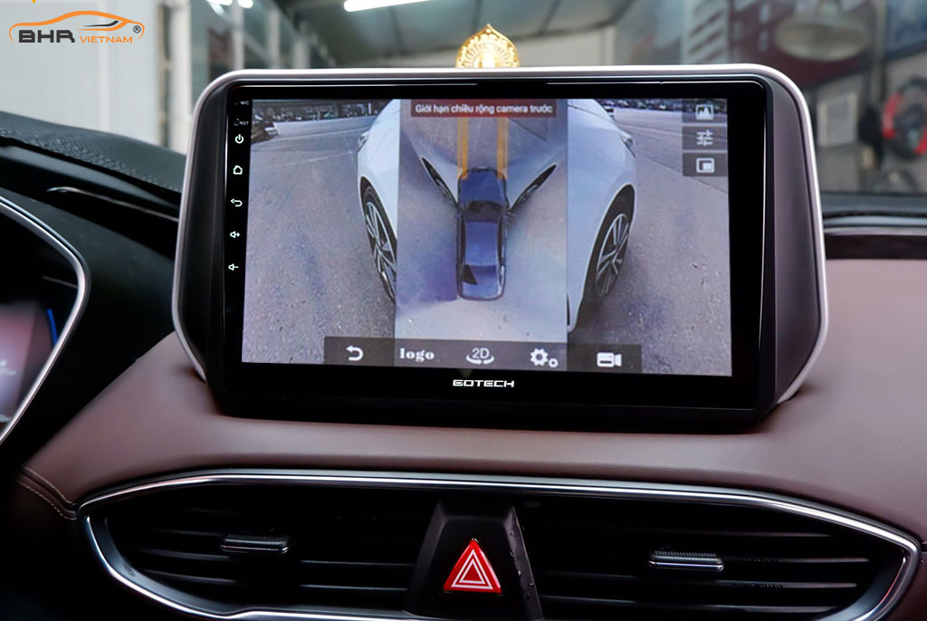 Hình ảnh quan sát 2 bên gương trên màn hình DVD Gotech GT360 Plus Hyundai Santafe 2019 - 2020
