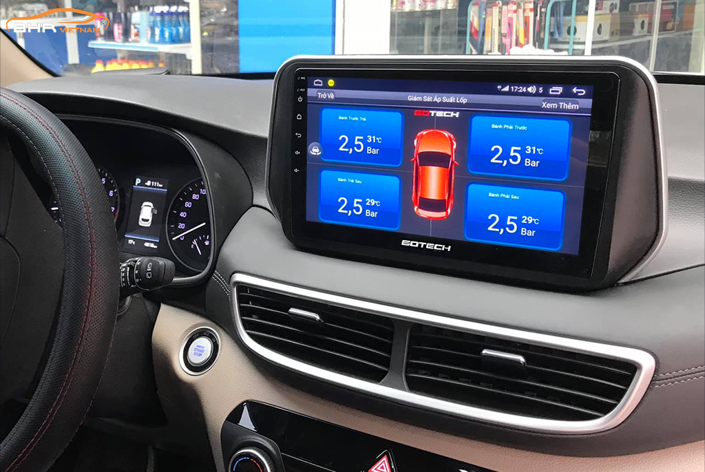 Màn hình DVD liền camera 360 Gotech GT360 Plus Plus Hyundai Tucson 2019 - nay hiển thị cảm biến áp suất lốp