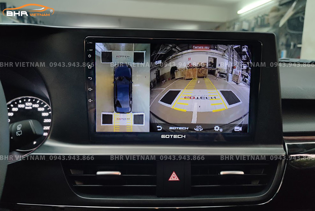 Hình ảnh quan sát cam phía sau của màn hình DVD Gotech GT360 Plus Kia Seltos 2020 - nay