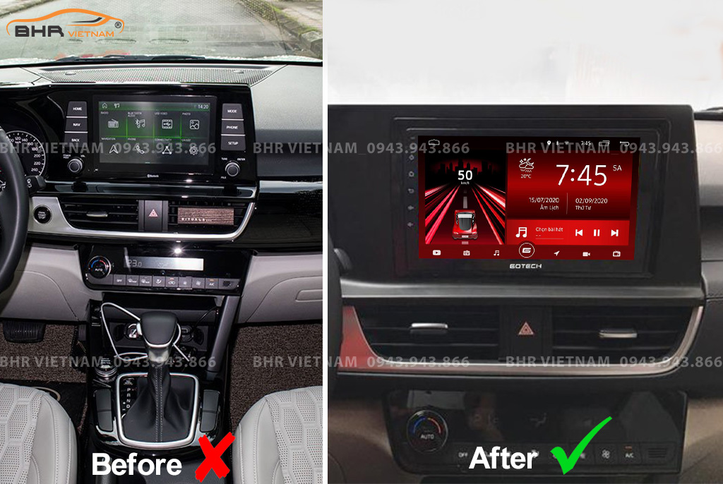 Hình ảnh trước và sau khi lắp màn hình Gotech GT360 Plus Kia Seltos 2020 - nay