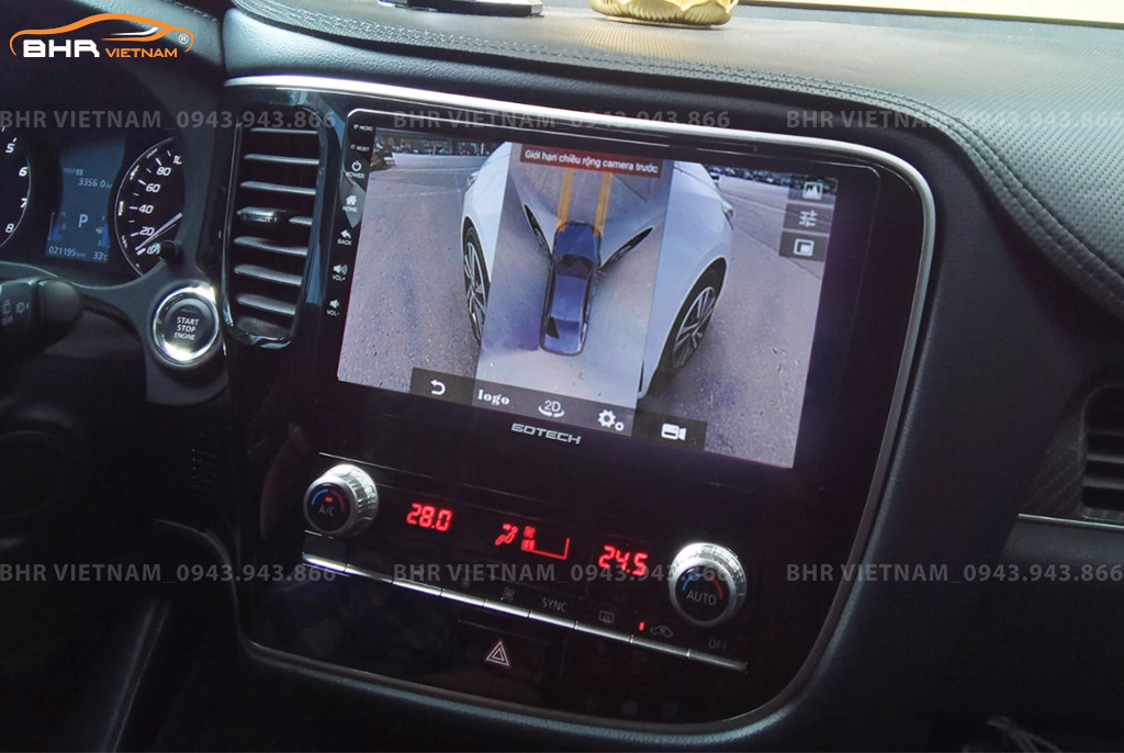Hình ảnh quan sát 2 bên gương trên màn hình DVD Gotech GT360 Plus Mitsubishi Outlander 2020 - nay