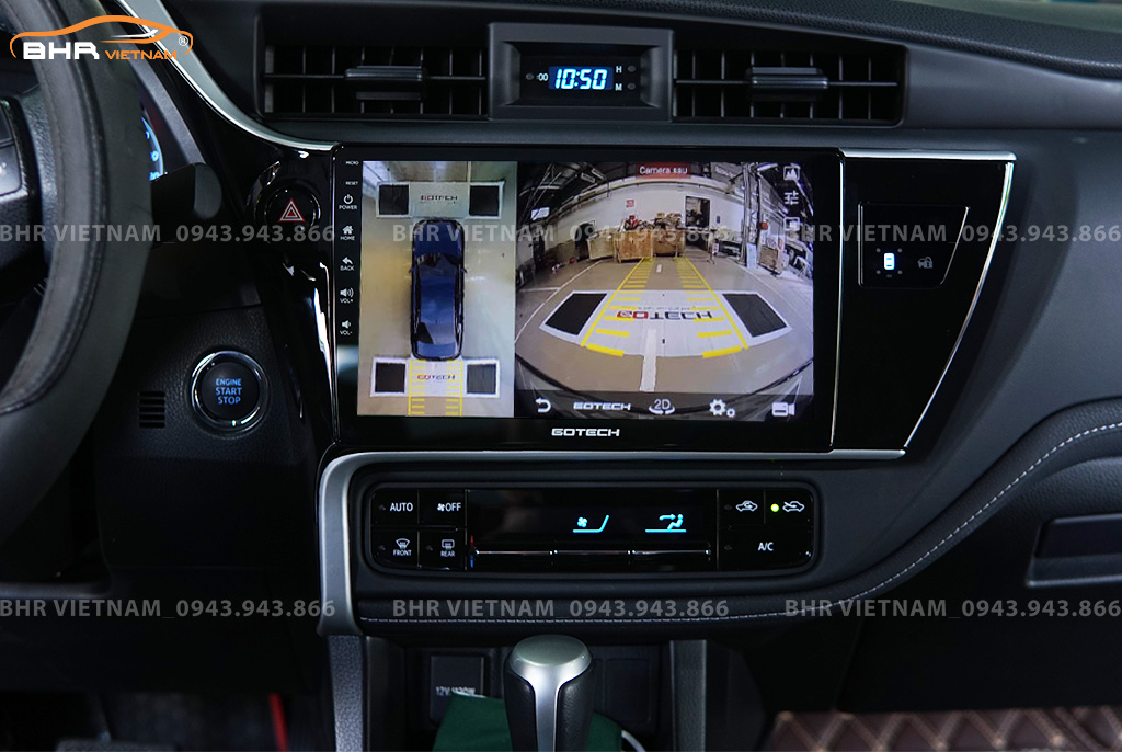 Hình ảnh quan sát cam phía sau của màn hình DVD Gotech GT360 Plus Toyota Altis 2018 - nay