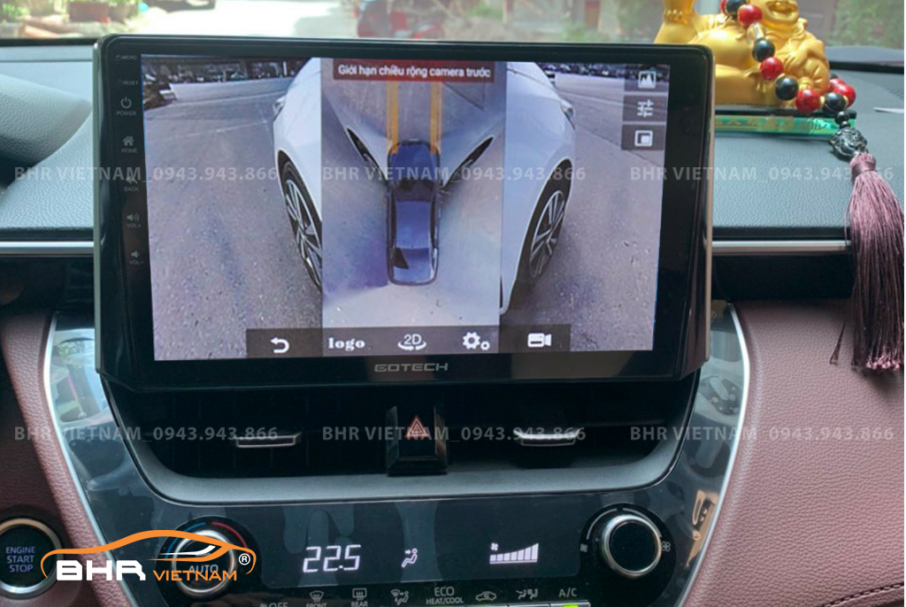 Hình ảnh quan sát 2 bên gương trên màn hình DVD Gotech GT360 Plus Toyota Cross 2020 - nay