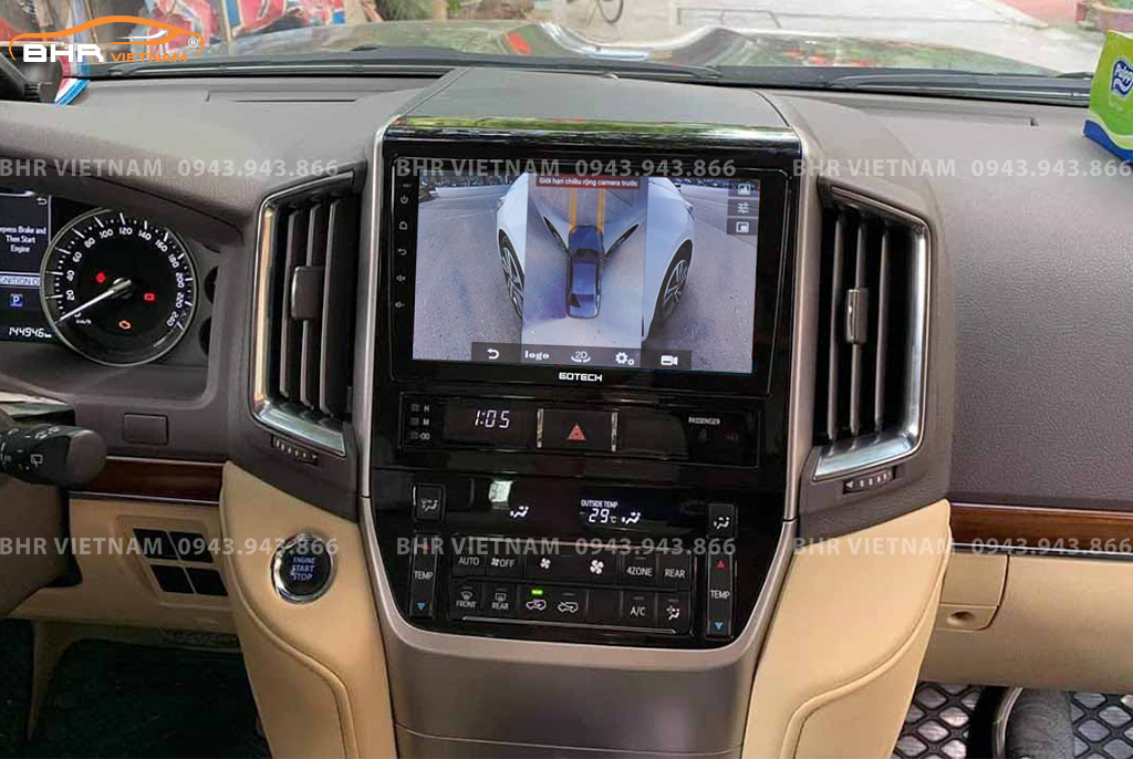 Hình ảnh quan sát 2 bên gương trên màn hình DVD Gotech GT360 Plus Toyota Land Cruiser 2016 - 2020