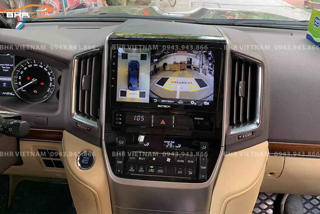 Hình ảnh quan sát cam phía sau của màn hình DVD Gotech GT360 Plus Toyota Land Cruiser 2016 - 2020