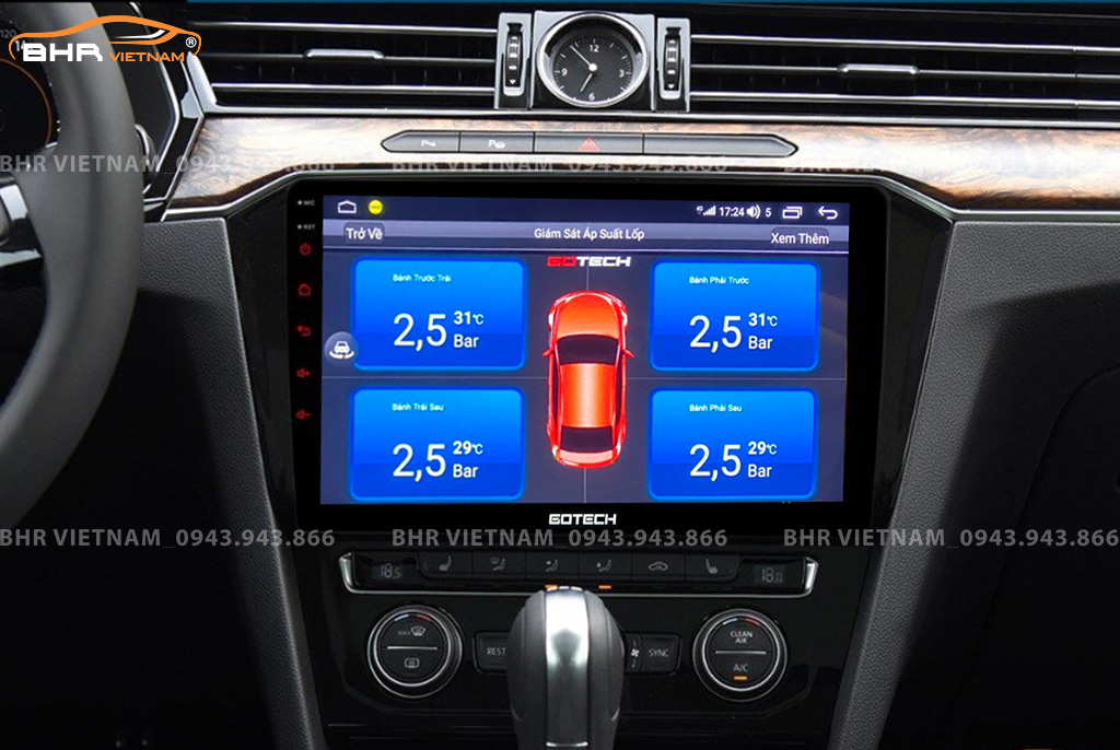 Hình ảnh quan sát cảm biến áp suất lốp Gotech GT360 Plus Volkswagen Passat 2016 - nay