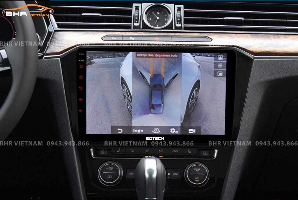 Hình ảnh quan sát 2 bên gương trên màn hình DVD Gotech GT360 Plus Volkswagen Passat 2016 - nay