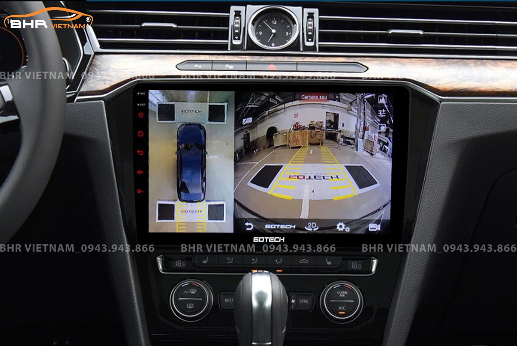 Hình ảnh quan sát cam phía sau của màn hình DVD Gotech GT360 Plus Volkswagen Passat 2016 - nay
