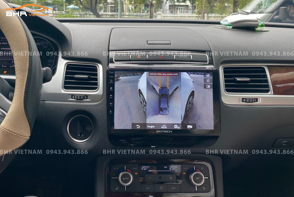 Hình ảnh quan sát 2 bên gương trên màn hình DVD Gotech GT360 Plus Volkswagen Touareg 2011 - 2017