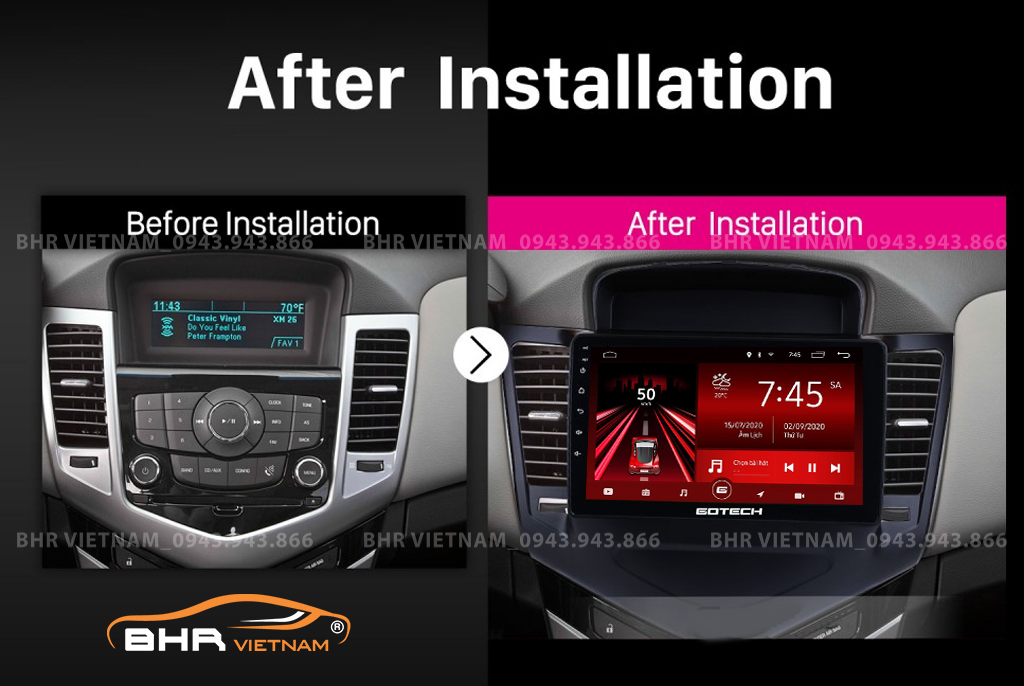 Hình ảnh trước và sau khi lắp màn hình DVD Gotech GT6 New Daewoo Lacetti CDX 2009 - 2011